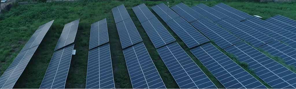 Solar panels at a field close to the Huf India site in Pune