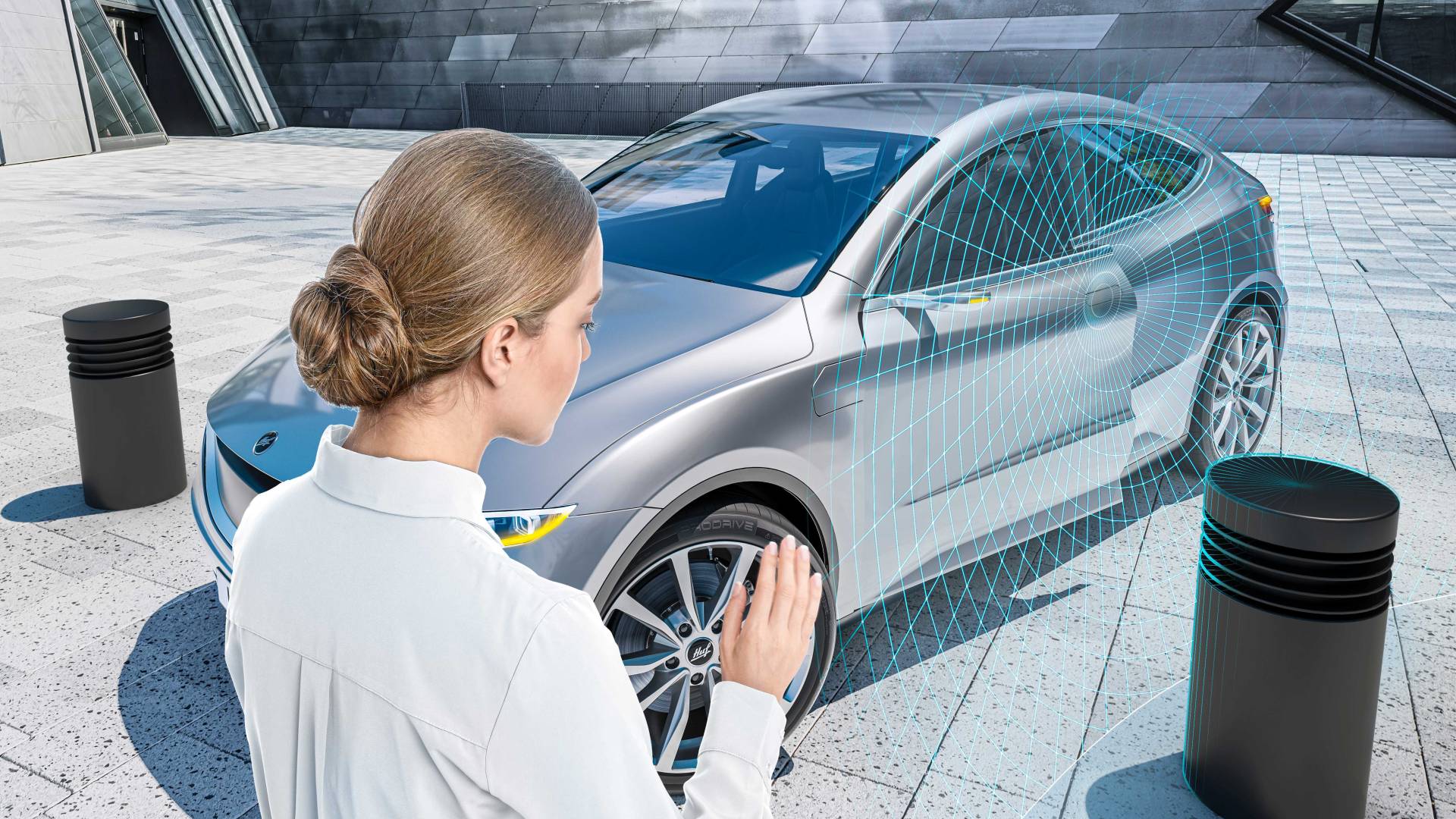 User opening the door via gesture based on radar sensor technologies in car door handle detected by smart vehicle access system