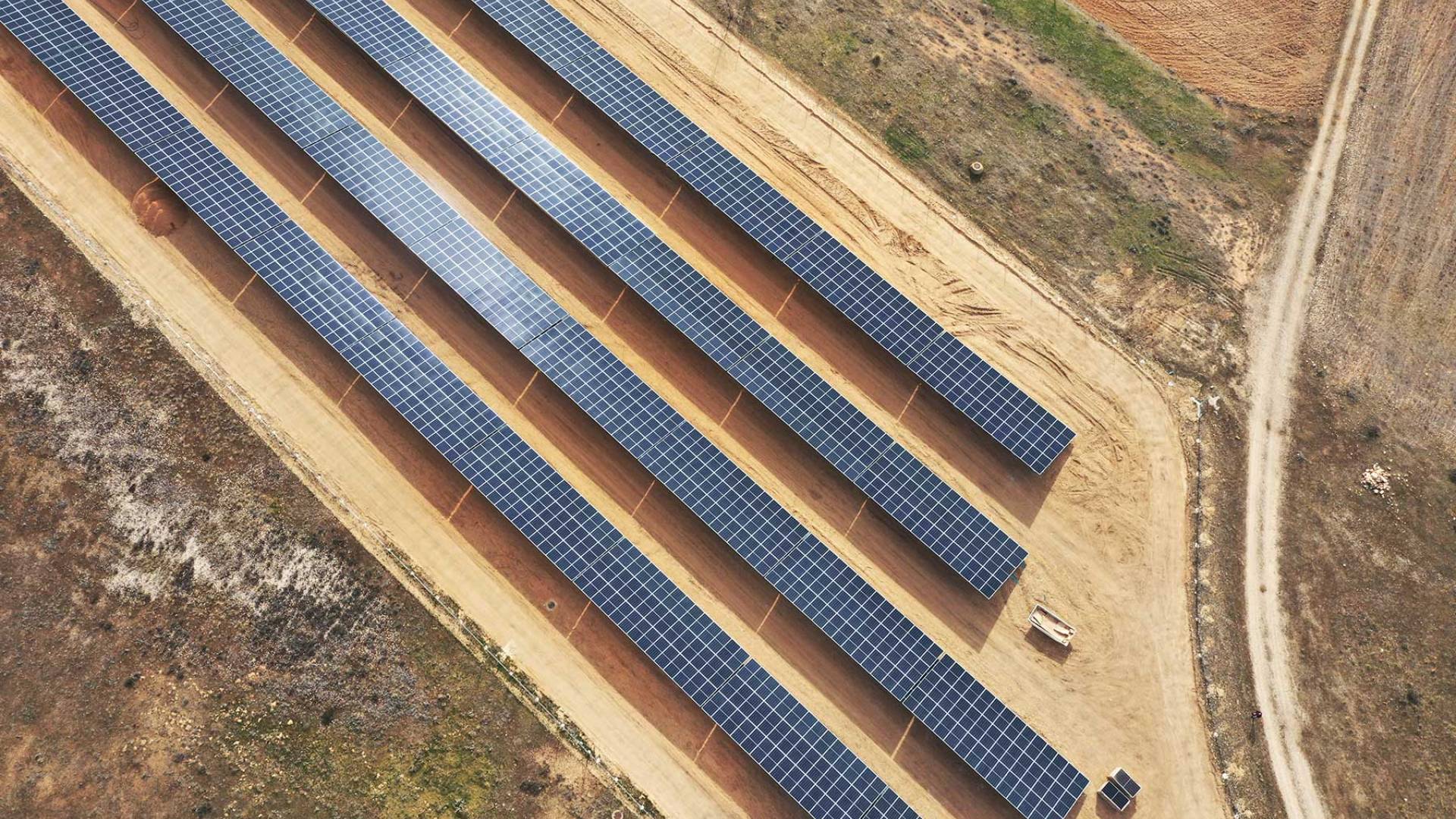 Solar panels at a field near Huf Espana in El Burgo de Osma.