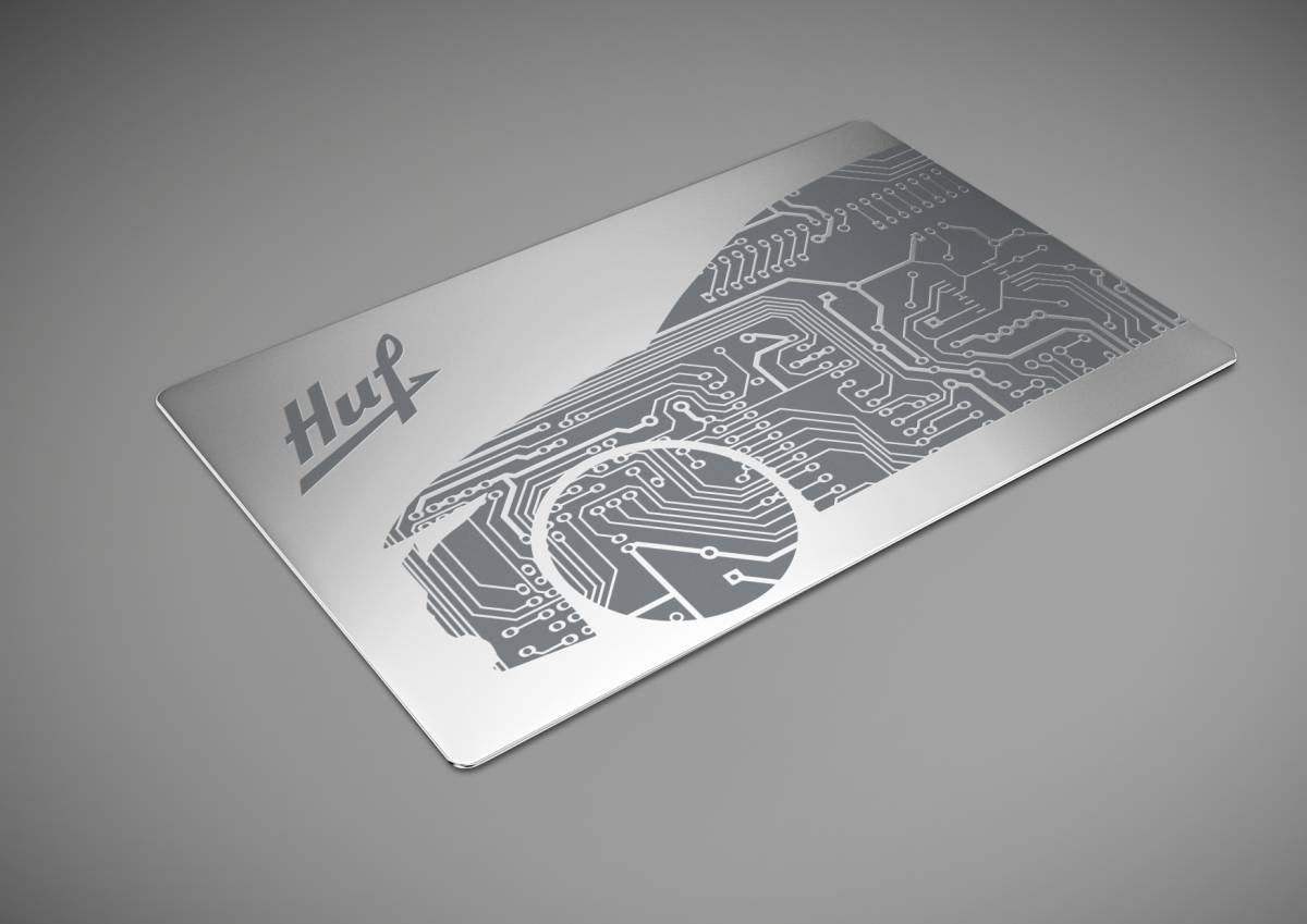 Huf nfc smart card in metal with relief design