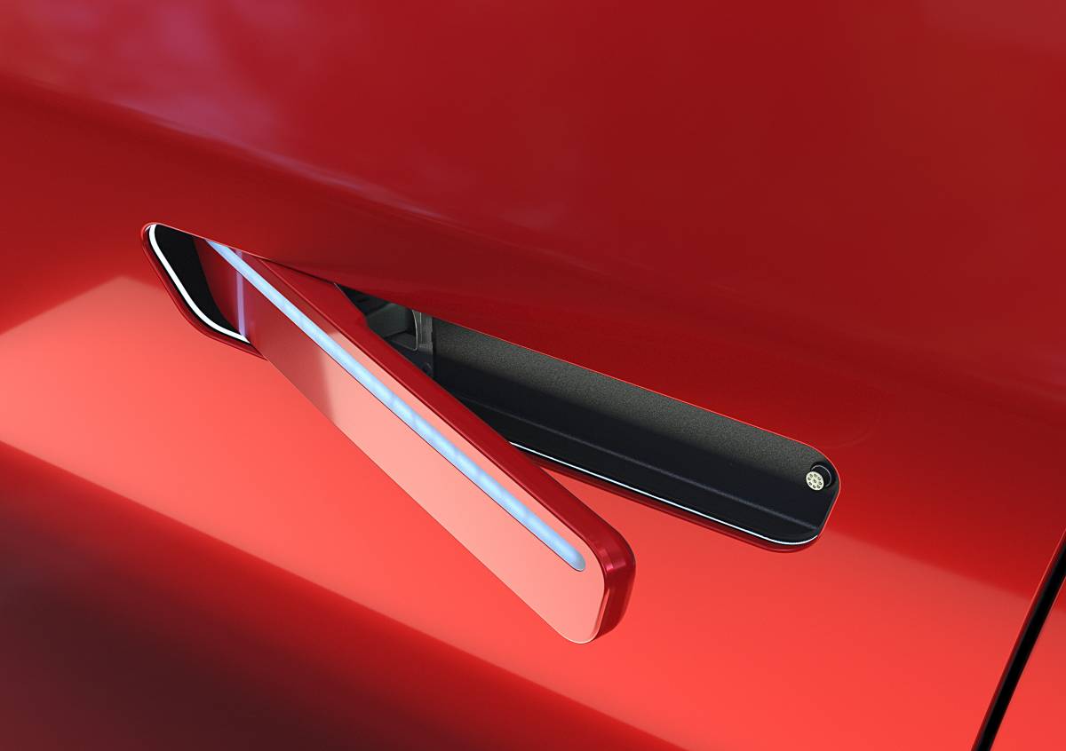 Huf flush door handle for electric cars seemless integrated into car body