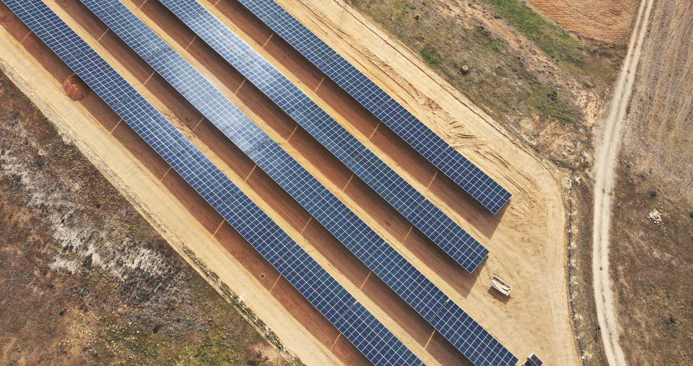 Solar panels at a field near Huf Espana in El Burgo de Osma.